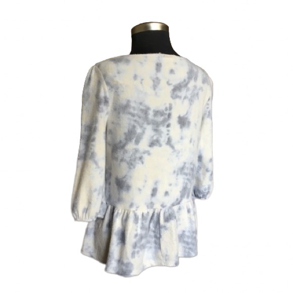 W5 by Anthropologie Blue Tie Dye Cloud Design Babydoll Style Top Peplum Bottom S - Picture 4 of 6
